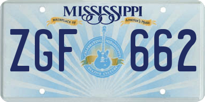 MS license plate ZGF662