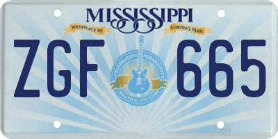 MS license plate ZGF665