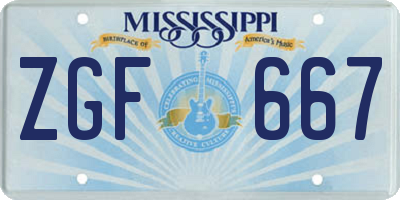 MS license plate ZGF667