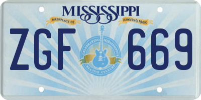 MS license plate ZGF669