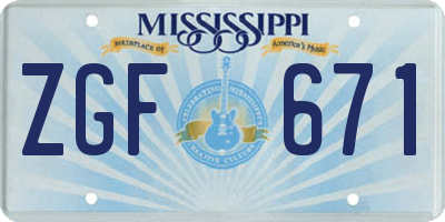 MS license plate ZGF671