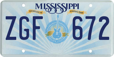 MS license plate ZGF672