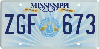 MS license plate ZGF673