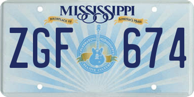MS license plate ZGF674