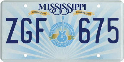 MS license plate ZGF675