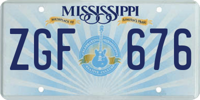 MS license plate ZGF676
