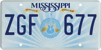 MS license plate ZGF677