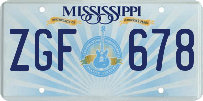 MS license plate ZGF678