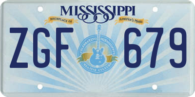 MS license plate ZGF679