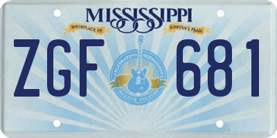 MS license plate ZGF681