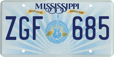 MS license plate ZGF685