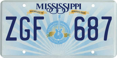 MS license plate ZGF687
