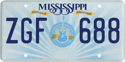 MS license plate ZGF688