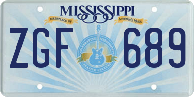 MS license plate ZGF689