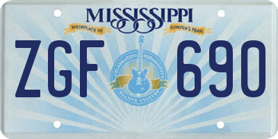 MS license plate ZGF690