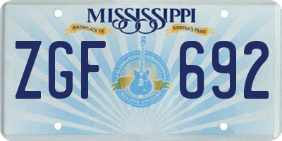 MS license plate ZGF692