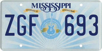 MS license plate ZGF693