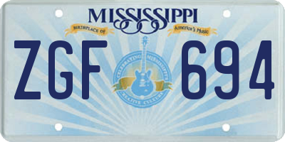MS license plate ZGF694