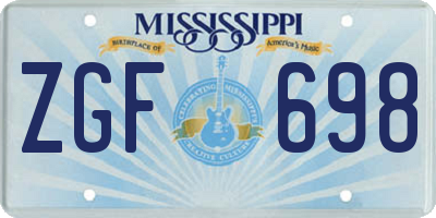 MS license plate ZGF698