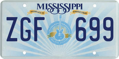 MS license plate ZGF699