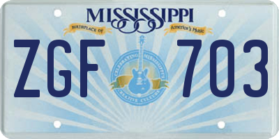 MS license plate ZGF703