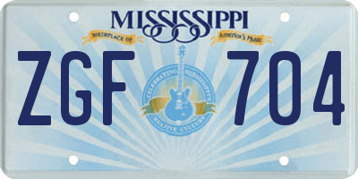 MS license plate ZGF704