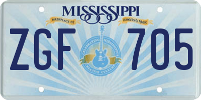 MS license plate ZGF705