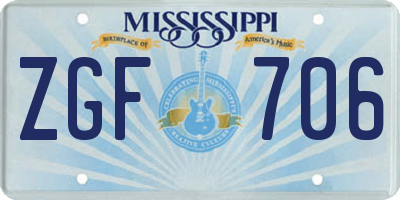MS license plate ZGF706