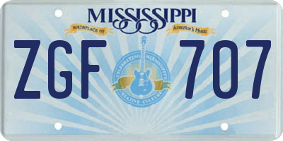 MS license plate ZGF707