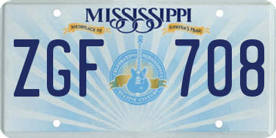 MS license plate ZGF708