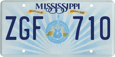 MS license plate ZGF710
