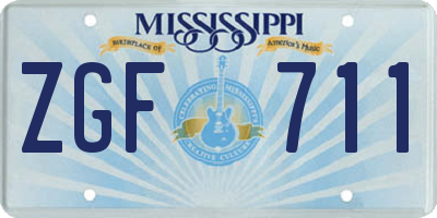 MS license plate ZGF711