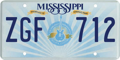 MS license plate ZGF712