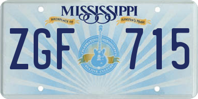 MS license plate ZGF715