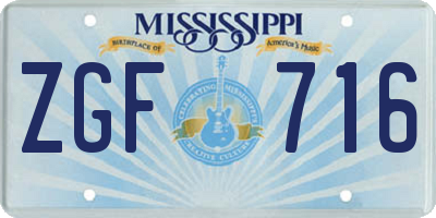 MS license plate ZGF716