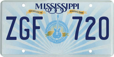 MS license plate ZGF720