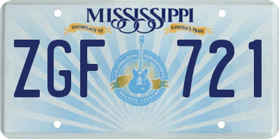 MS license plate ZGF721