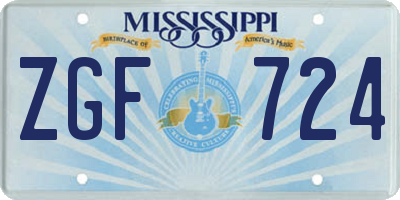 MS license plate ZGF724