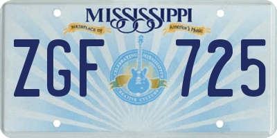 MS license plate ZGF725