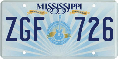 MS license plate ZGF726
