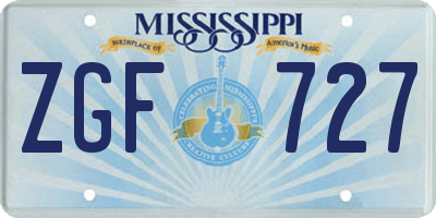 MS license plate ZGF727