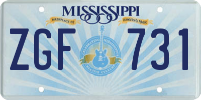 MS license plate ZGF731