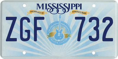 MS license plate ZGF732