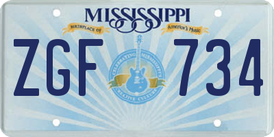 MS license plate ZGF734
