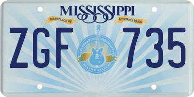 MS license plate ZGF735
