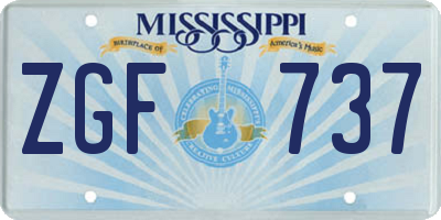 MS license plate ZGF737