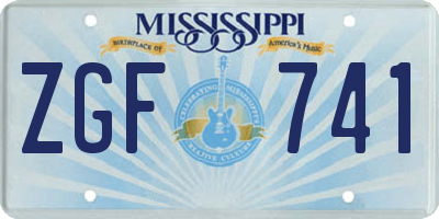 MS license plate ZGF741