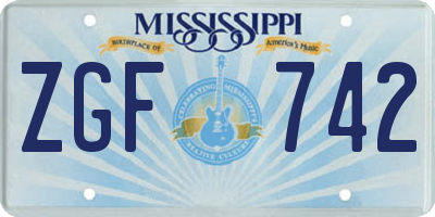 MS license plate ZGF742