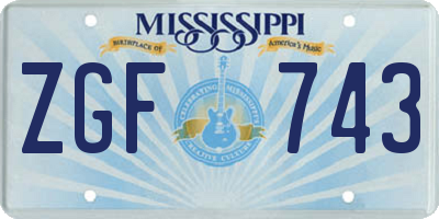 MS license plate ZGF743