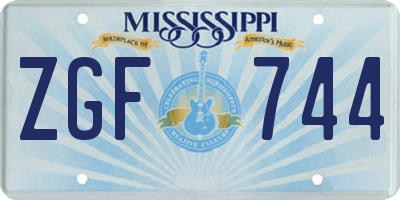 MS license plate ZGF744
